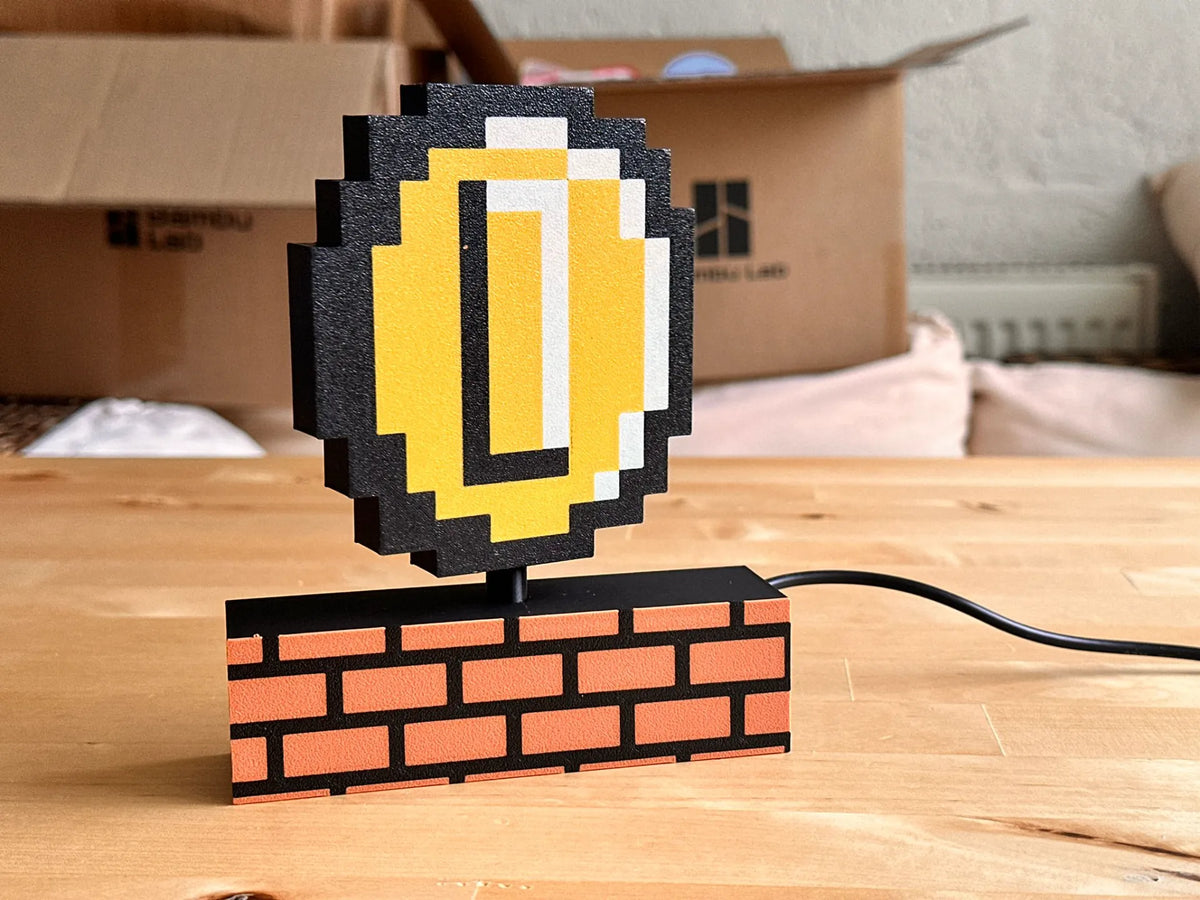 Affichage de pièce de monnaie Mario 8 bits en rotation - Moteur LA001 TT - Geek Print
