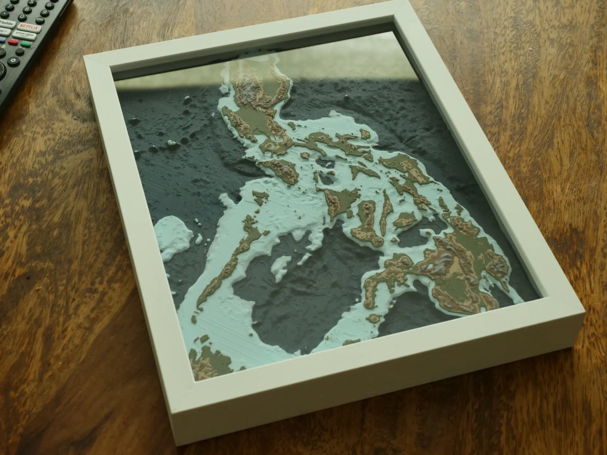 Carte topographique des Philippines - avec bathymétrie - Art Print
