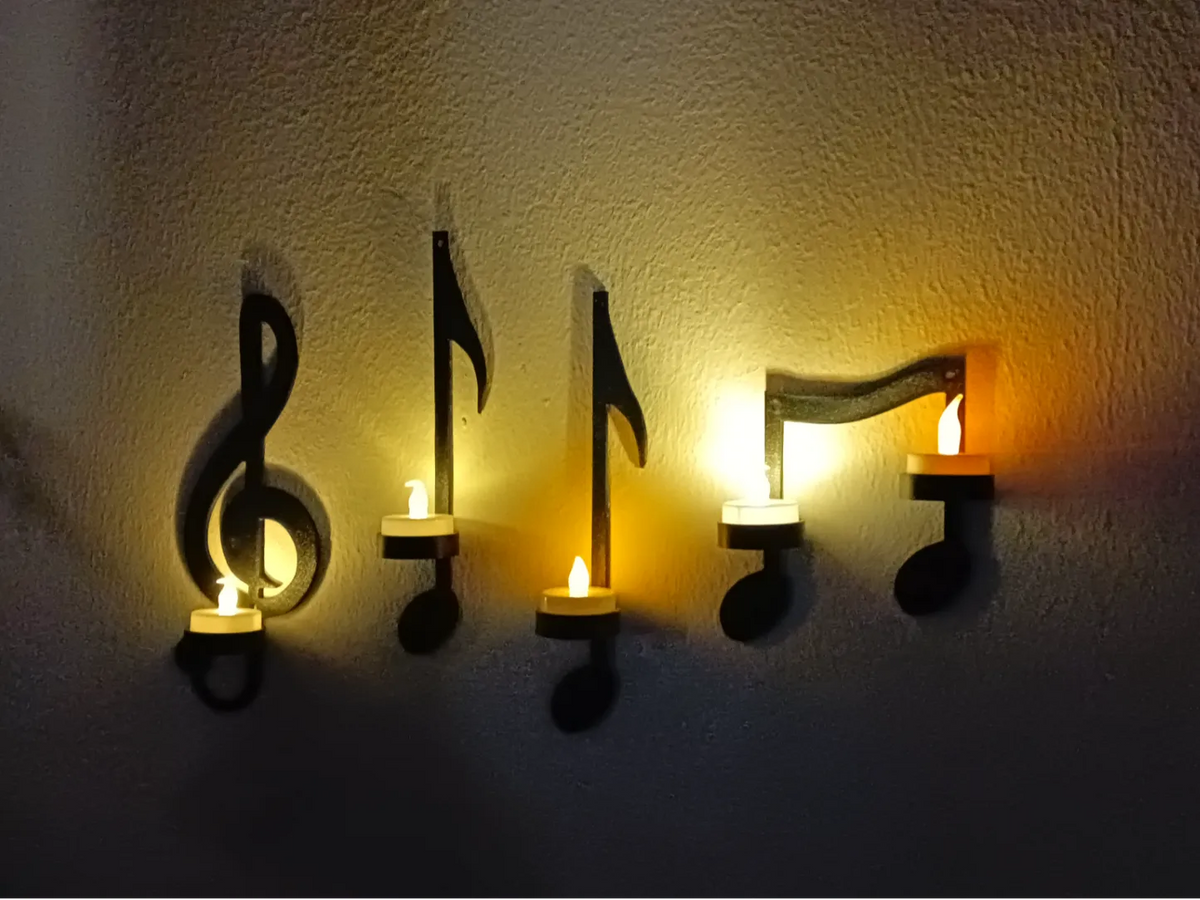 Décoration murale LED Musique Note Lumière de bougie - Music Print