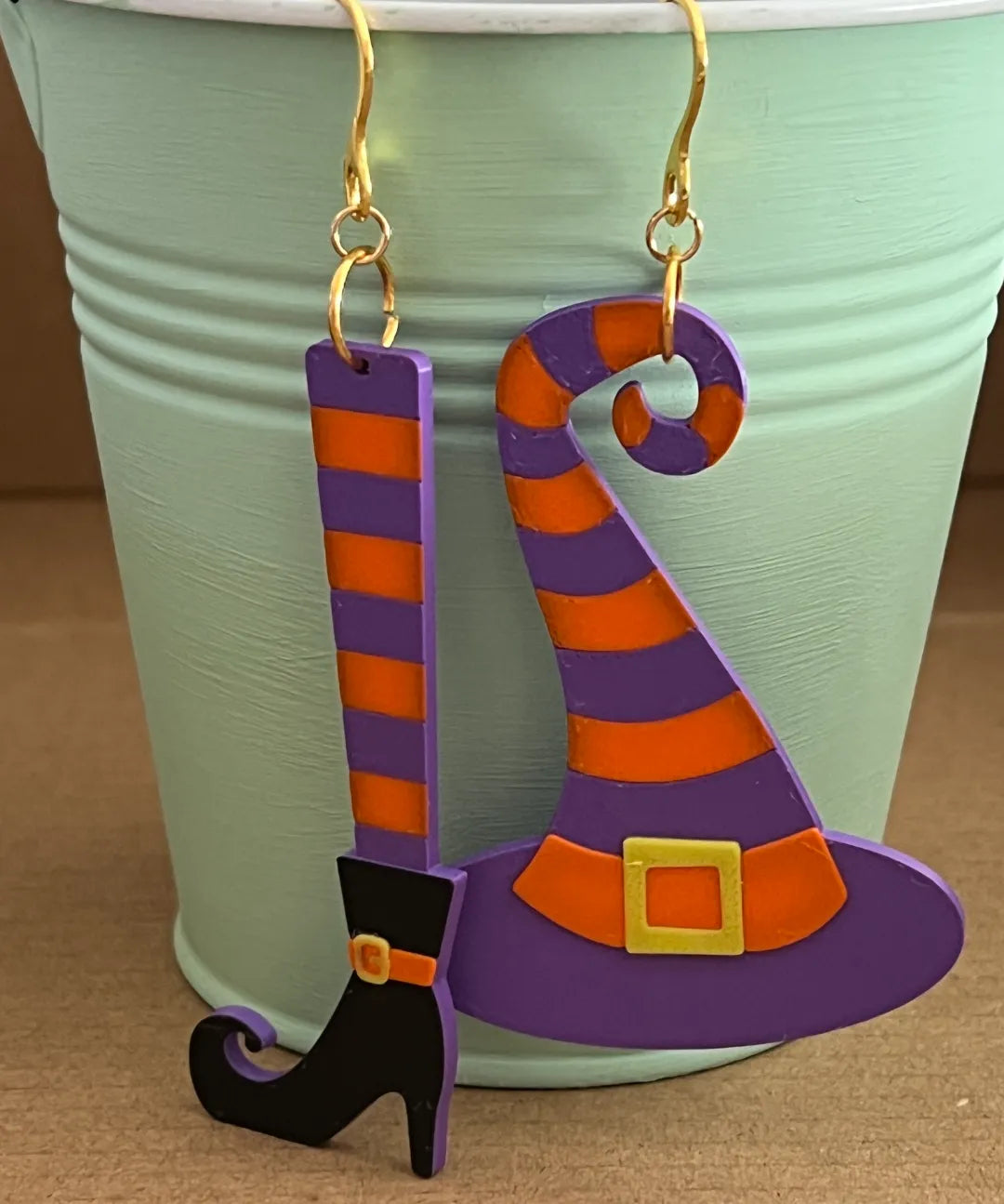 Boucles d'oreilles d'Halloween chapeau de sorcière et jambe - Cosplay Print