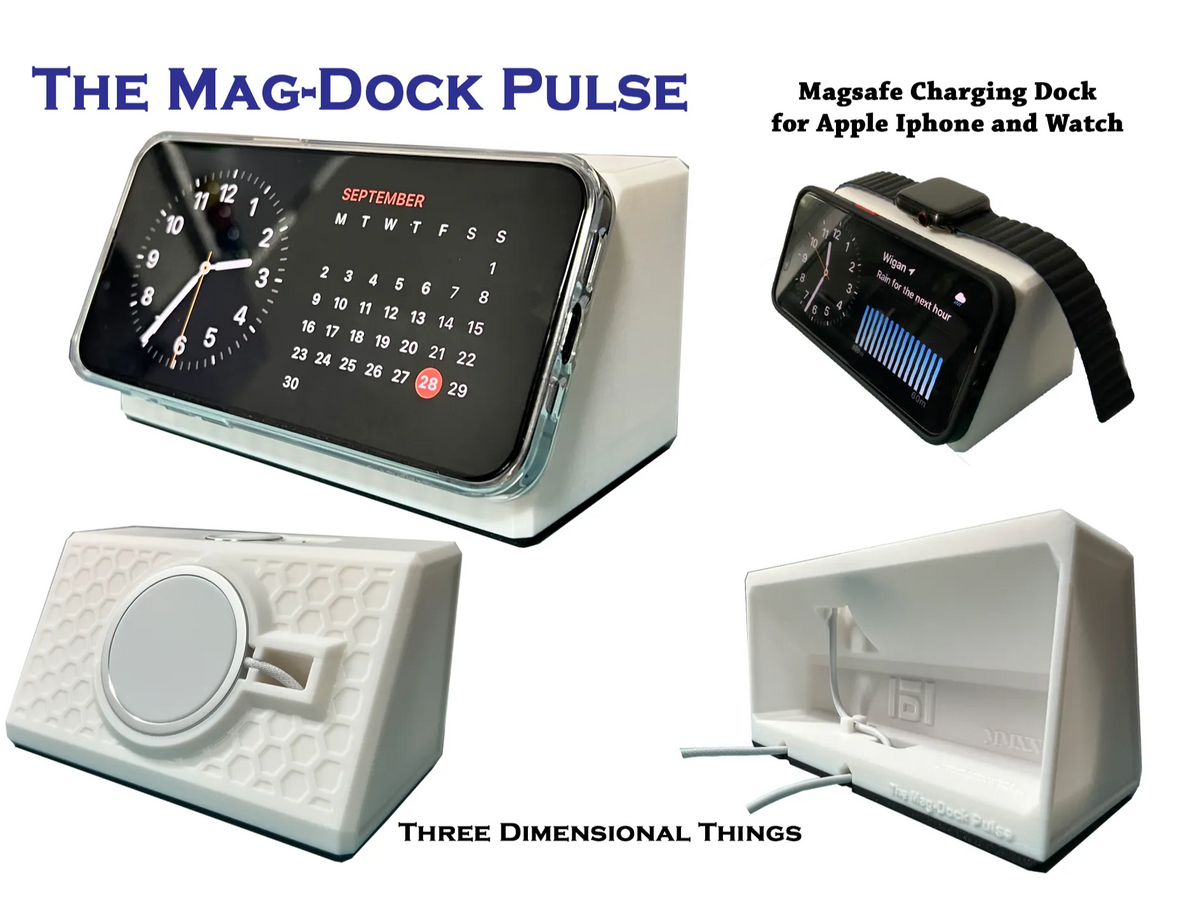 Station de charge MagDock Pulse - MagSafe pour téléphone et montre - Tech Print