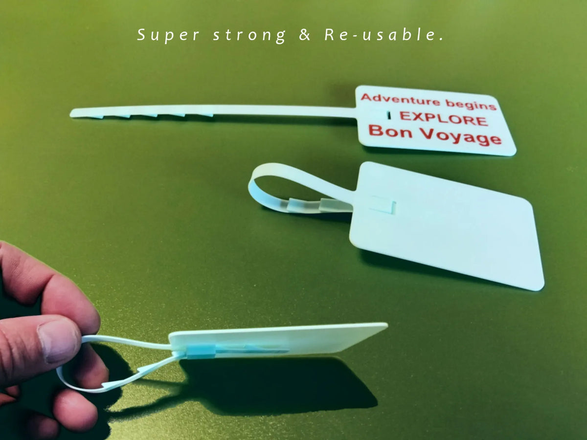 Étiquette à bagages avec sangle à serrage (réutilisable) - Voyage Print