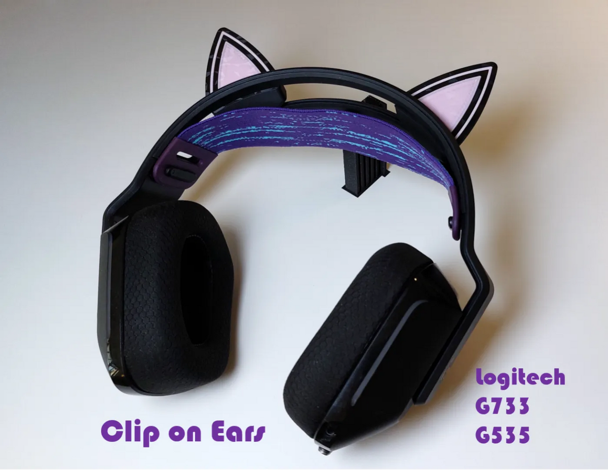 Oreilles de chat pour Logitech G733 et G535 (Clip on) - Cosplay Print