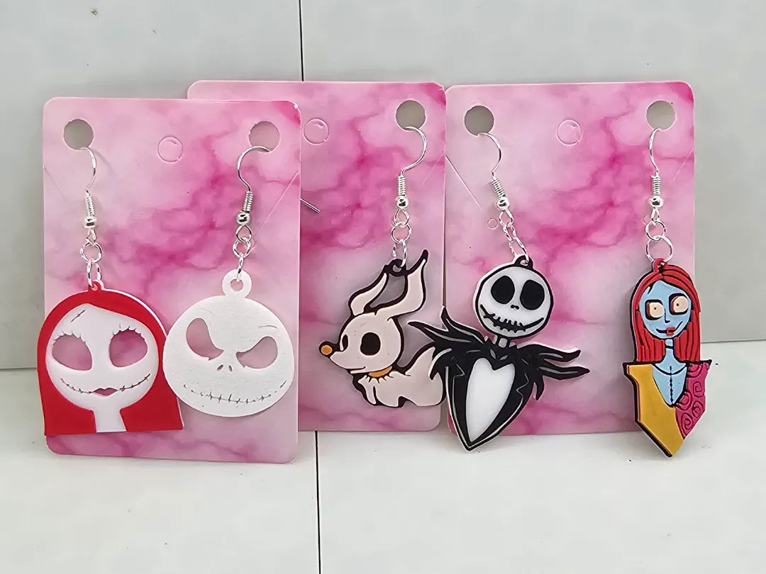 Boucles d'oreilles Jack Skellington, Sally et Zero - Bijoux Print