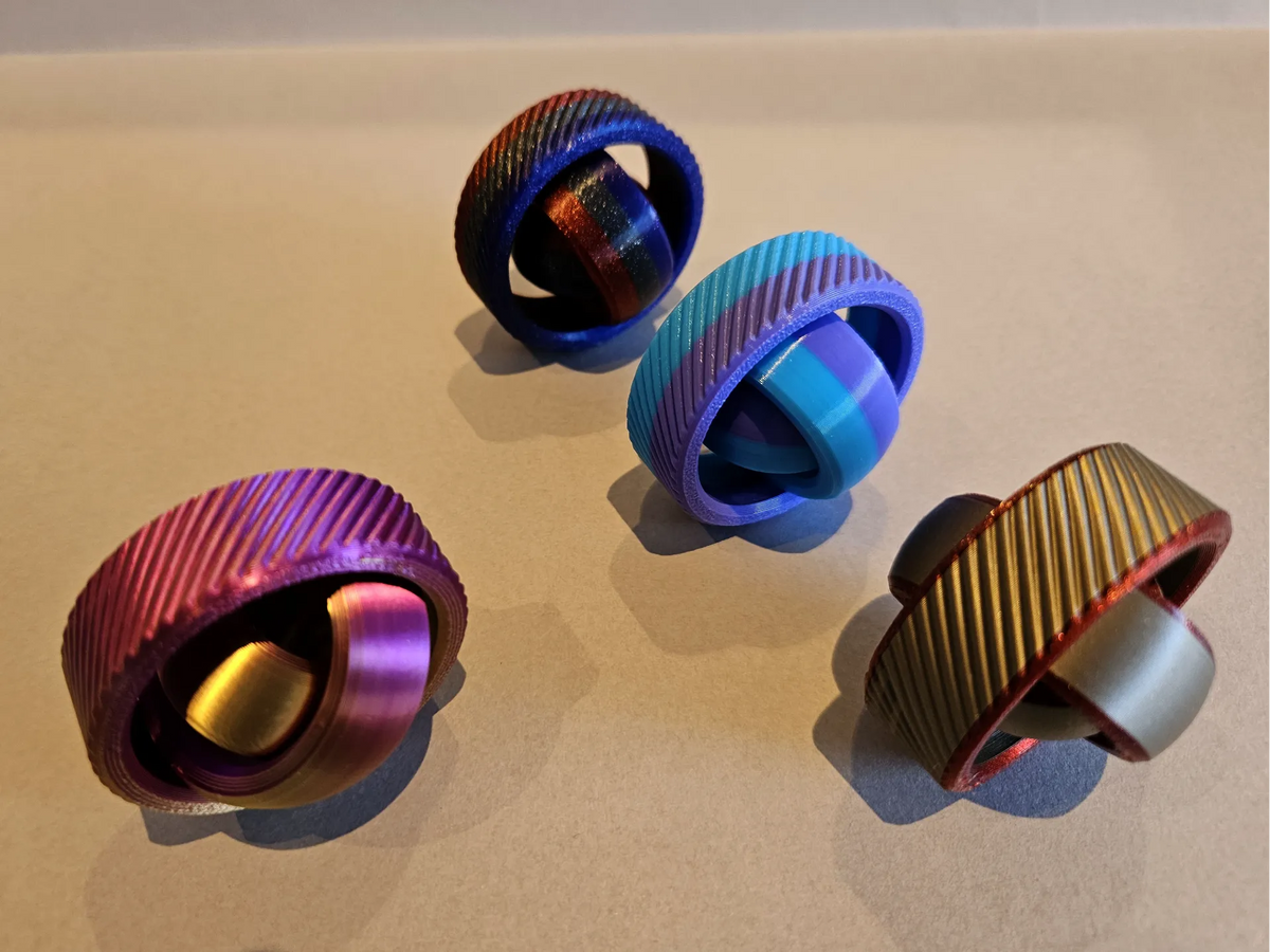 Roue dentée hélicoïdale à 3 anneaux Gyro Fidget Spinner - Bijoux Print