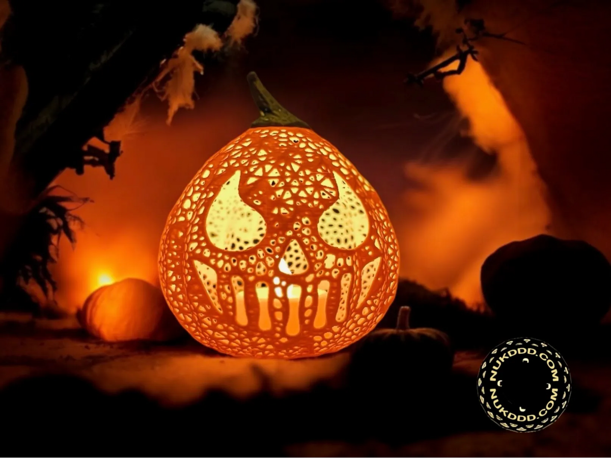 Lanterne de citrouille en forme de crâne d'Halloween - Maison Print