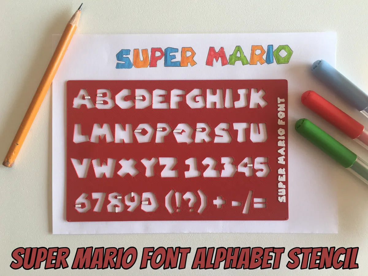 Pochoir d'alphabet en police Super Mario - Art Print