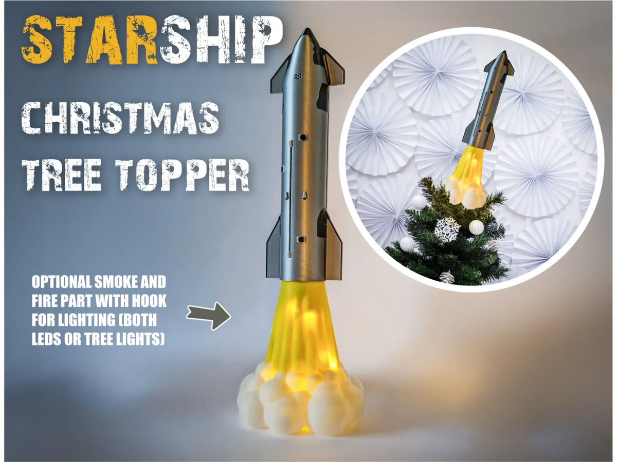 Modèle de fusée Starship (autonome ou ornement de sapin) - Maquette Print