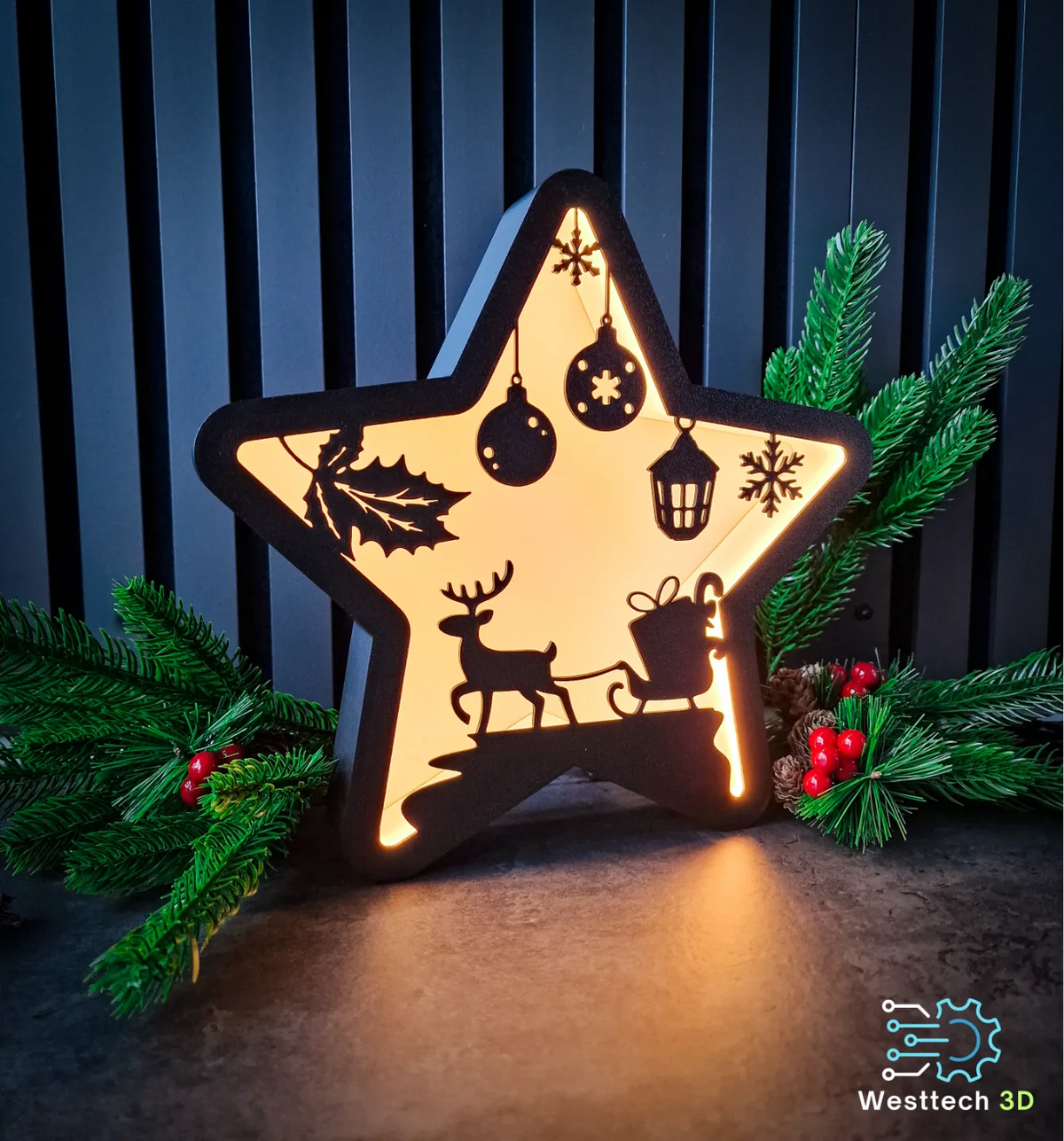 Lampe à LED étoile de Noël - Lumière Print