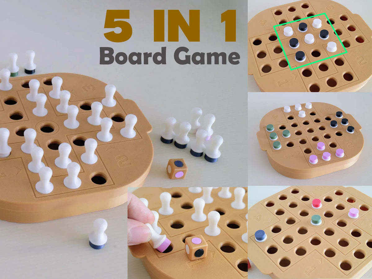 Ensemble de 5 jeux de société en 1 - Jeu classique compact - Jeux Print