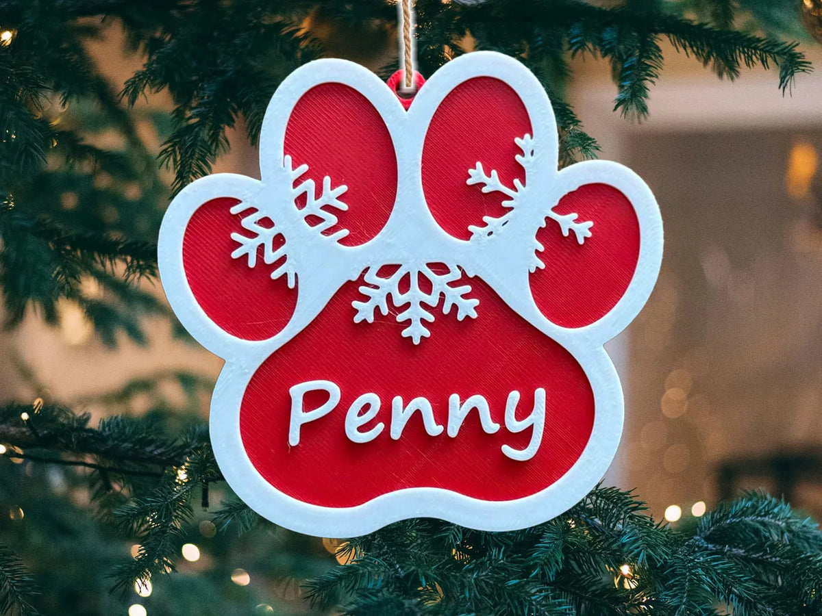 Ornement de Noël : Ornement patte de chat avec nom personnalisé - Cadeau Print