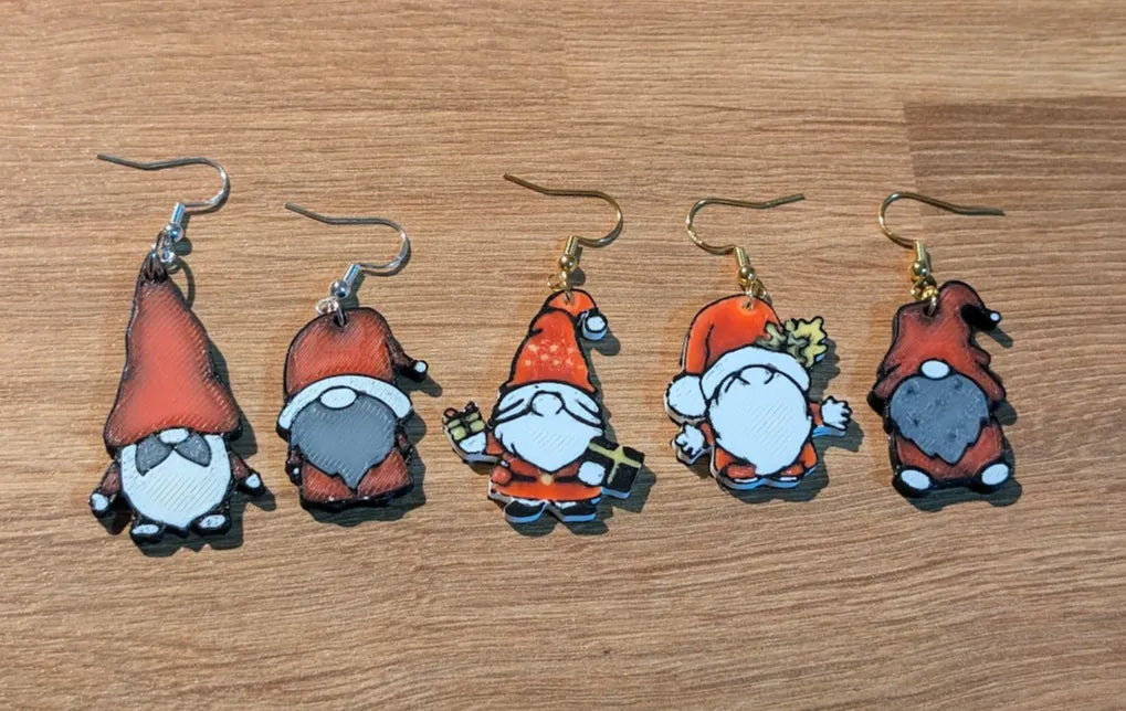 Boucles d'oreilles/porte-clés gnome de Noël - Figurine Print