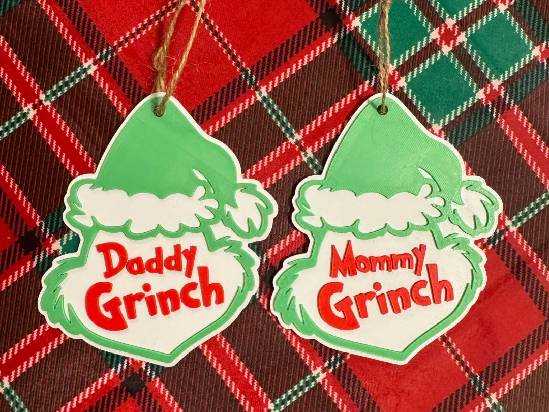 Ornement de sapin de Noël famille Grinch + Votre Nom - Cadeau Print