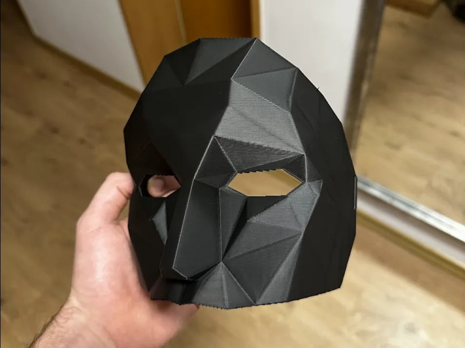 Masque de l'Homme en Noir - Jeu de Calamar - Demi-visage - Bouche Libre - Geek Print