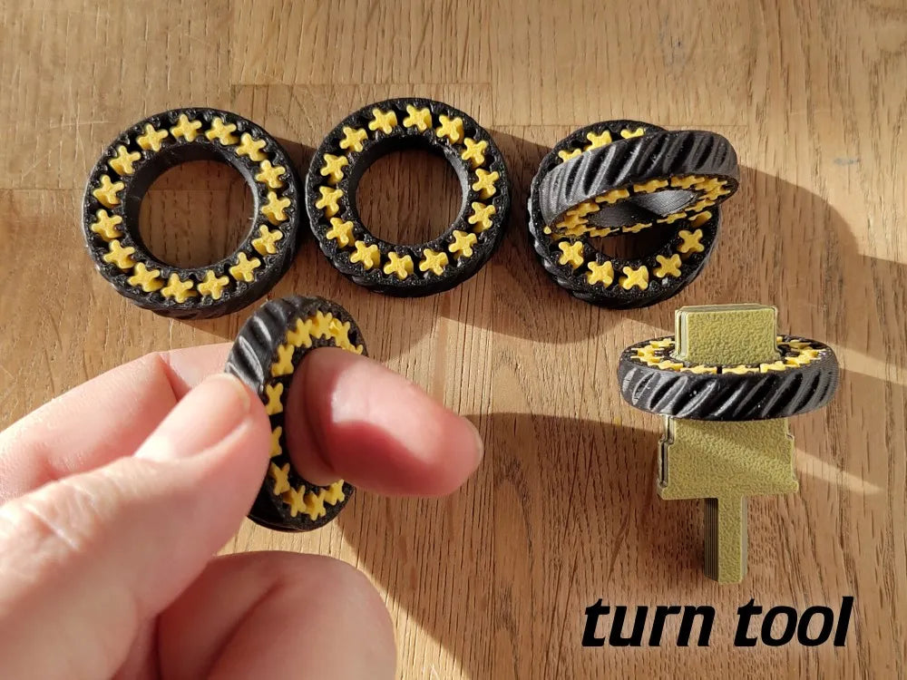 Bague d'engrenage rotative avec outil de rotation - Bijoux Print