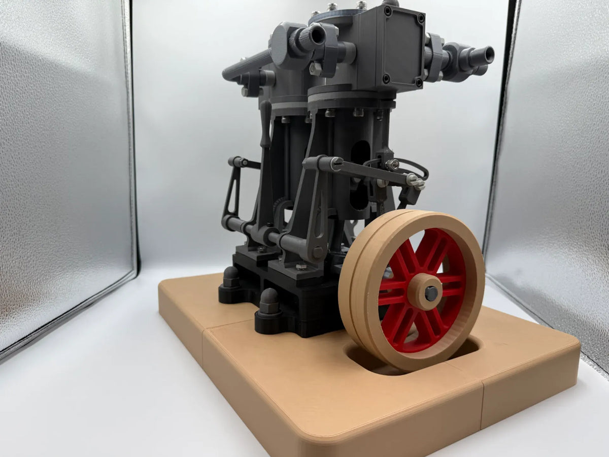 Moteur à vapeur à double cylindre avec inverseur - nomenclature - Maquette Print