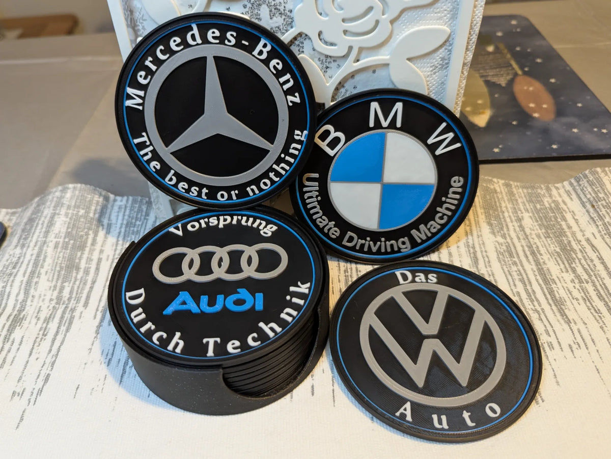 Ensemble de dessous-de-verre empilables avec logo de voiture - Édition allemande - Auto Print
