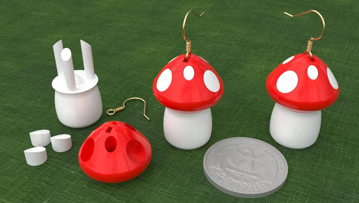 Boucles d'oreilles en forme de champignon – modèle 2 - Bijoux Print