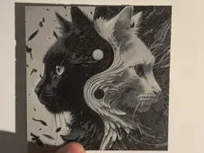 Chaton yin yang - Art Print