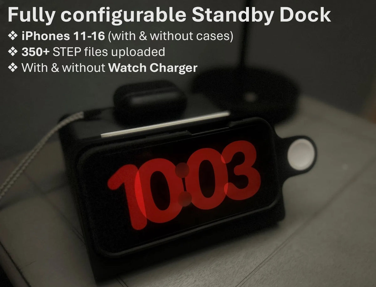 Station d'accueil iPhone 11-16 compatible avec les majuscules + chargeur de montre - Tech Print