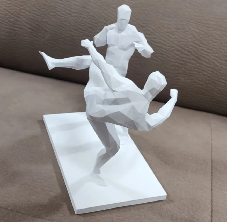 Hommes en karaté en low-poly - Sport Print