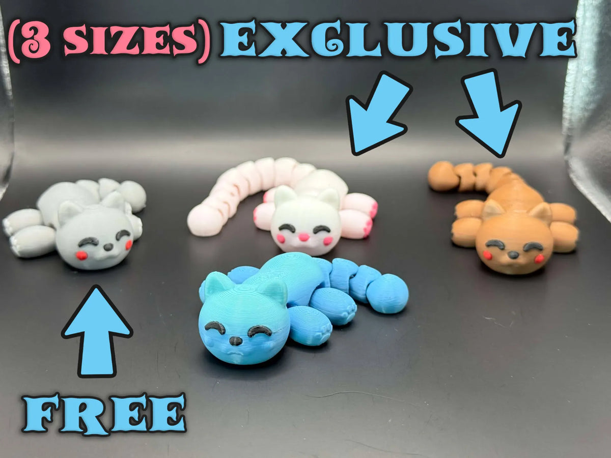 Adorable petit chat kawaii articulé avec pattes - Geek Print