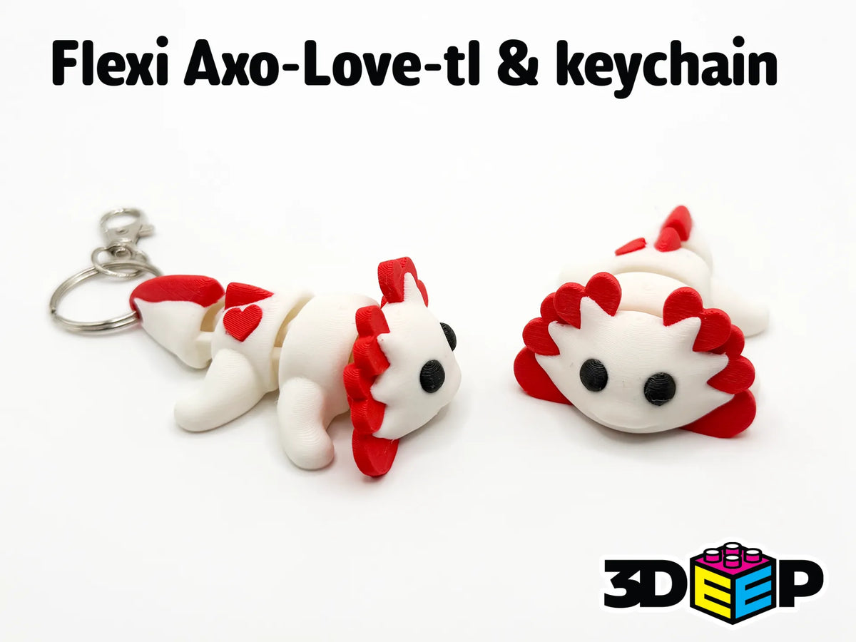 Axolotl Flexi Axo-Love-tl et porte-clés - Sans supports - Fêtes Print