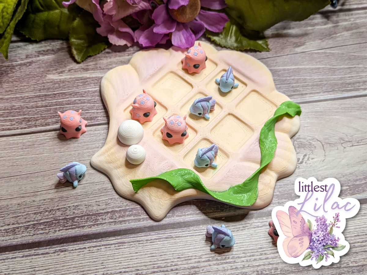 Plateau de jeu de morpion sous-marin - Poulpe et poisson - Jeux Print