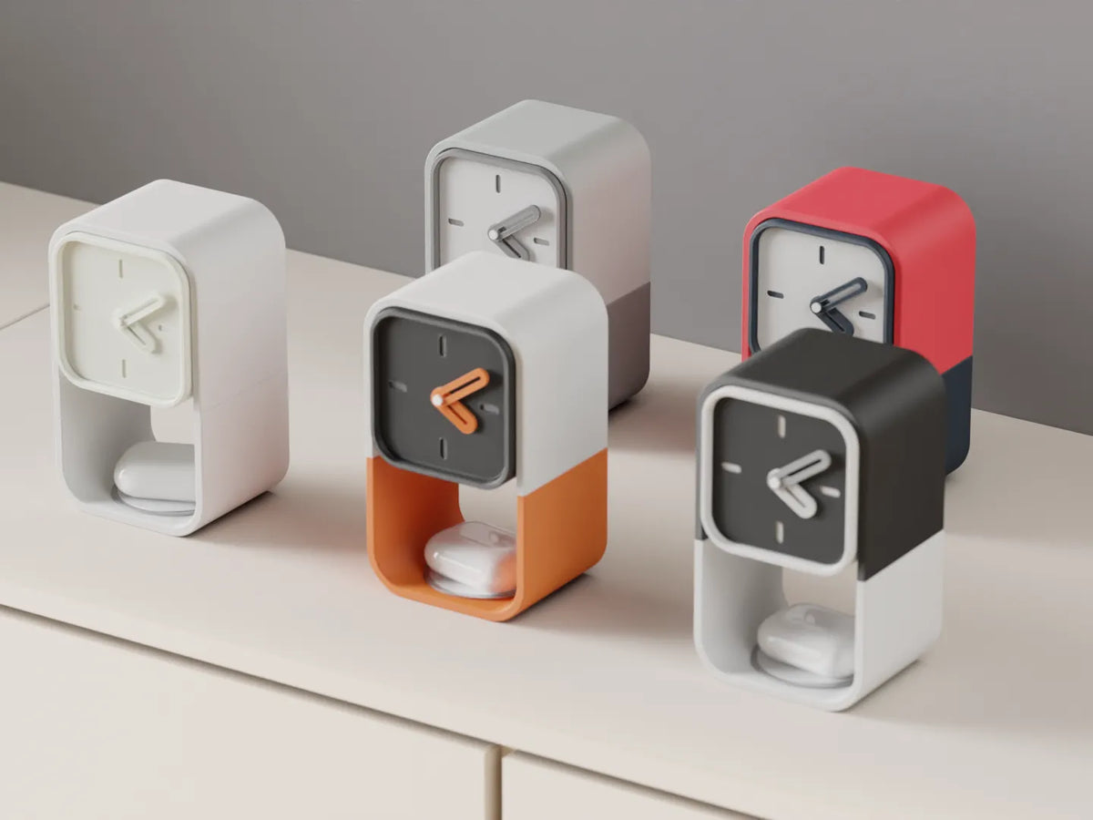Horloge de bureau avec chargeur et rangement AirPods. - Maison Print