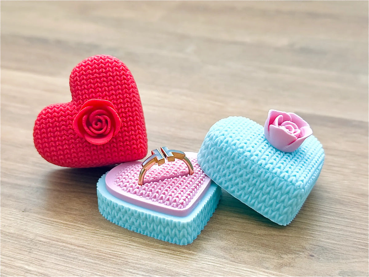 Boîte à bague en forme de cœur tricotée - Fêtes Print