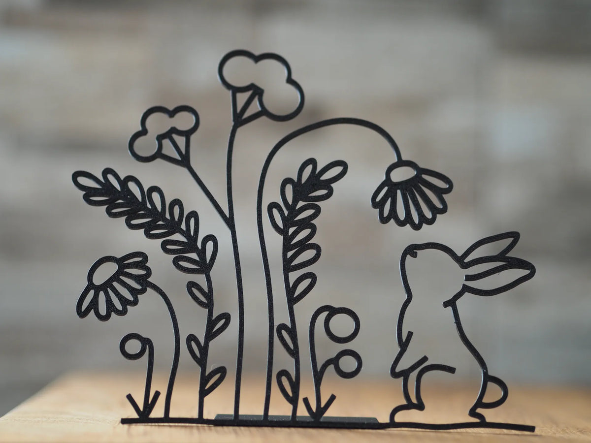 Lapin aux fleurs et son support - Fêtes Print