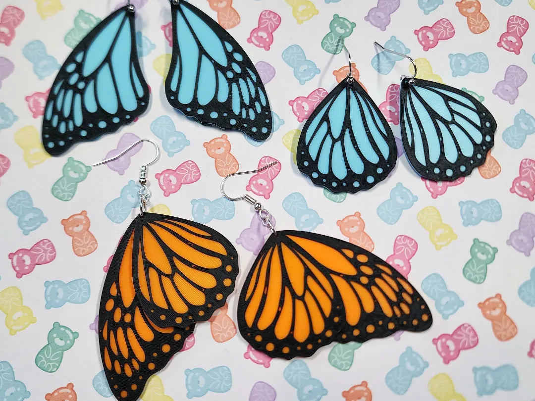Boucles d'oreilles ailes de monarque, impression rapide - Bijoux Print