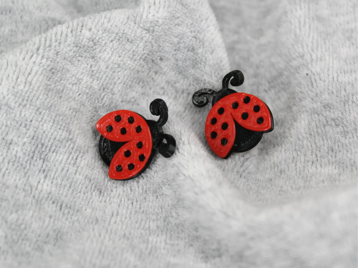 Boucles d'oreilles puces coccinelle imprimées en 3D, idée cadeau bijoux - Bijoux Print
