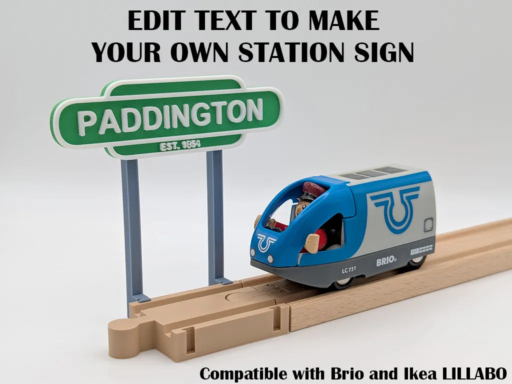 Signalisation ferroviaire personnalisée + voie (ajouter le nom de votre gare) - Cadeau Print