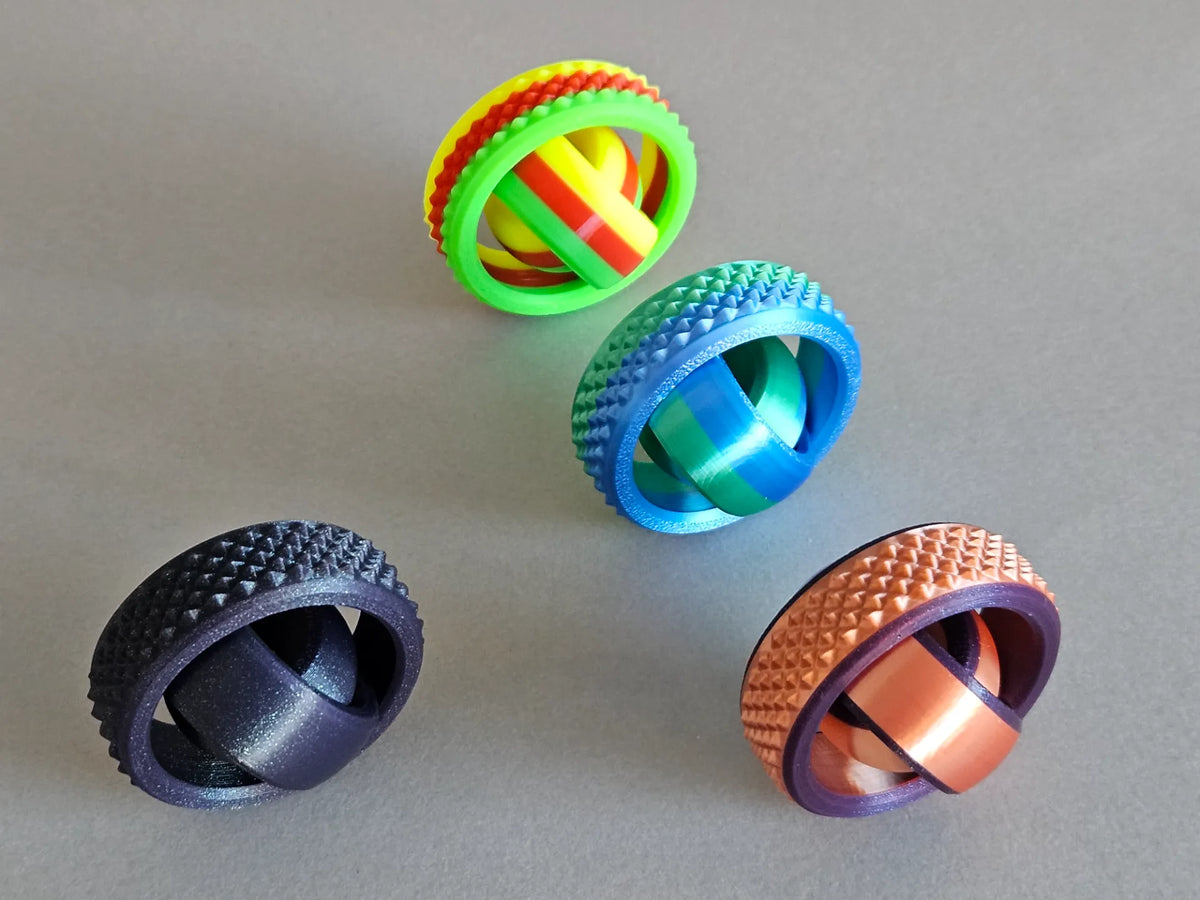 Toupie gyroscopique à 3 anneaux cloutée - Bijoux Print
