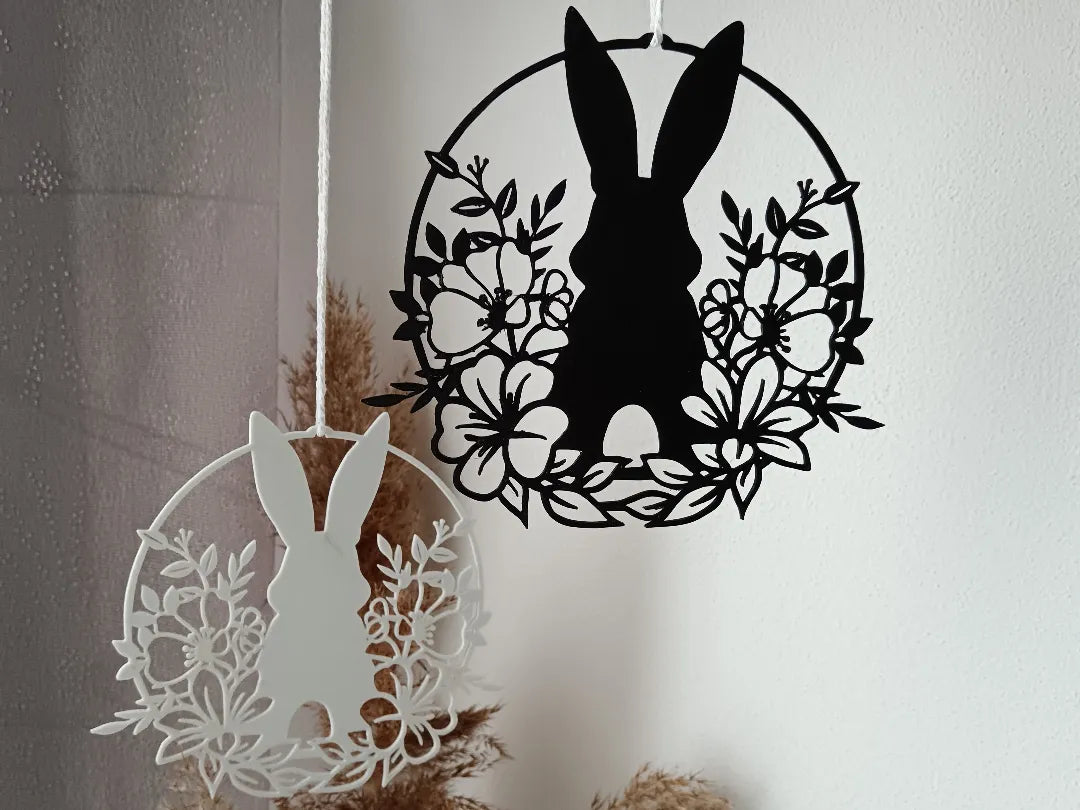 Couronne fleurie et lapin - Fêtes Print