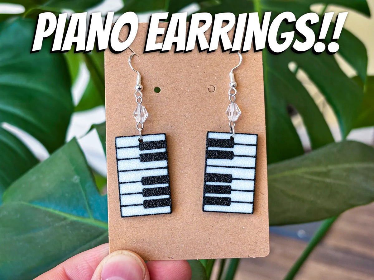 Boucles d'oreilles – Porte-clés – Impression rapide : Piano - Music Print