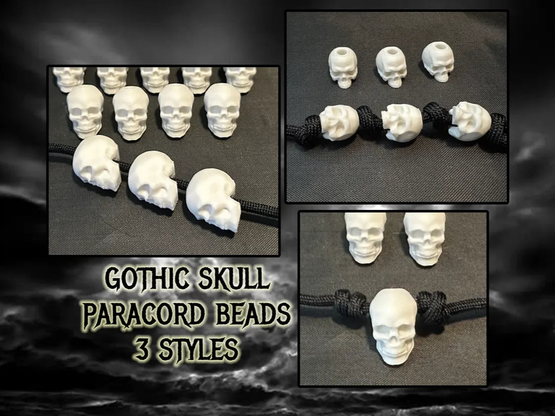 Perles en paracorde crâne gothique - Trou de 5 mm - 3 styles - Science Print
