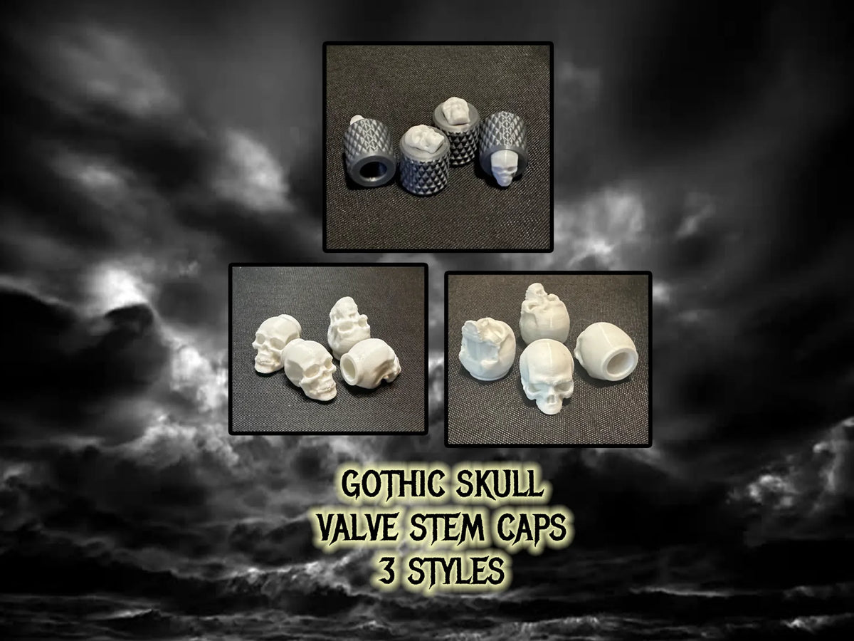 Embouts de valve crâne gothique - 3 styles - PETG - Vélo Print