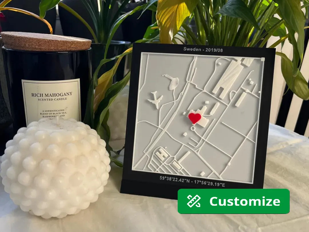 Carte de mon cœur - Carte de ville 3D personnalisée - Fêtes Print