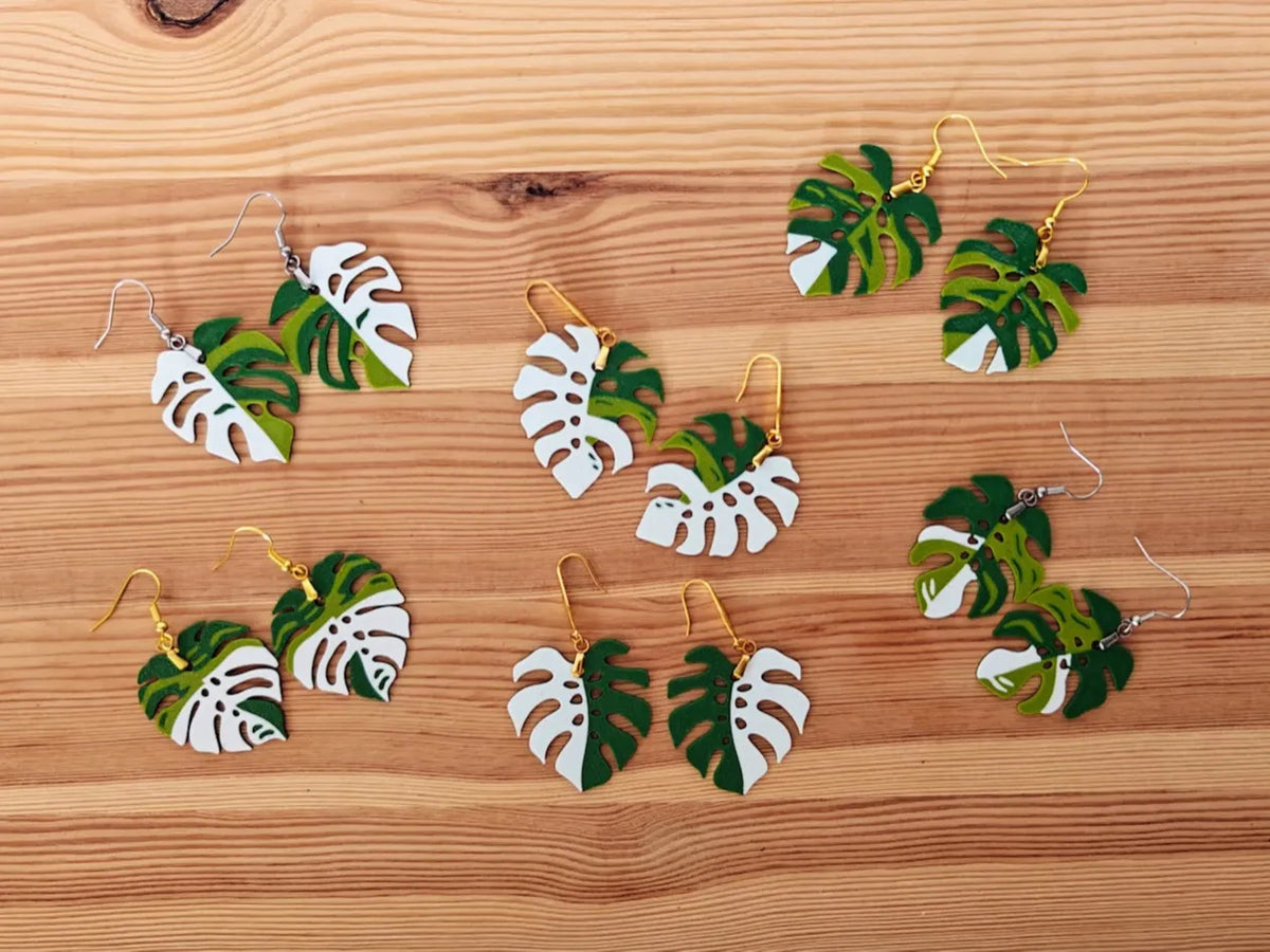 Boucles d'oreilles Monstera ajourées - Bijoux Print