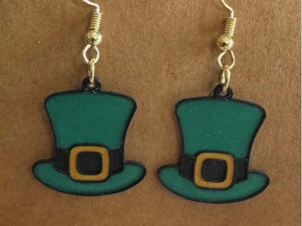 Boucles d'oreilles haut-de-forme de la Saint-Patrick - Fêtes Print