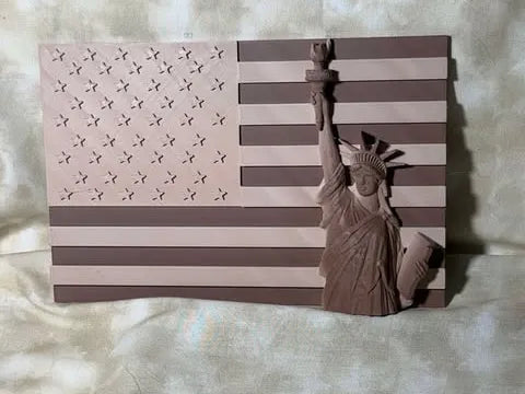 Drapeau américain avec la Statue de la Liberté - Voyage Print