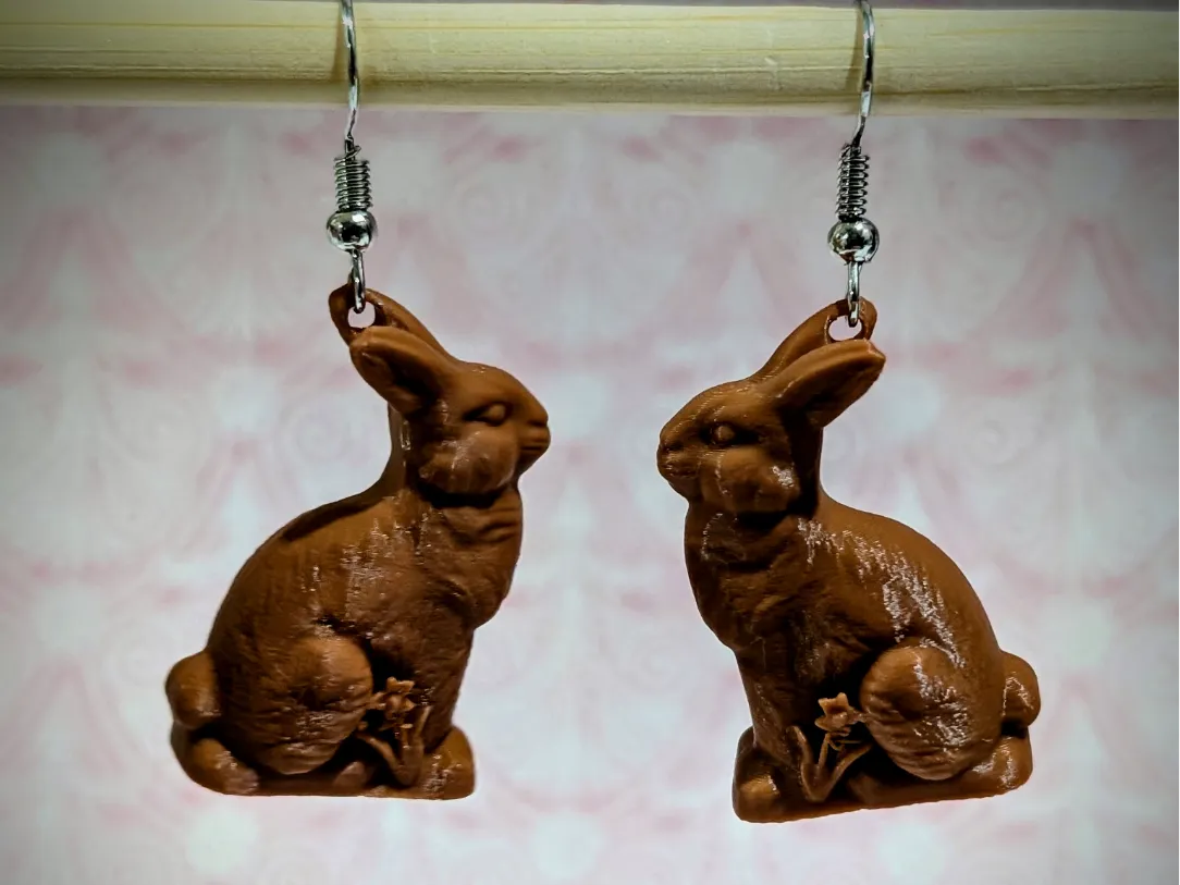Boucles d'oreilles Lapin de Pâques en chocolat - Figurine Print