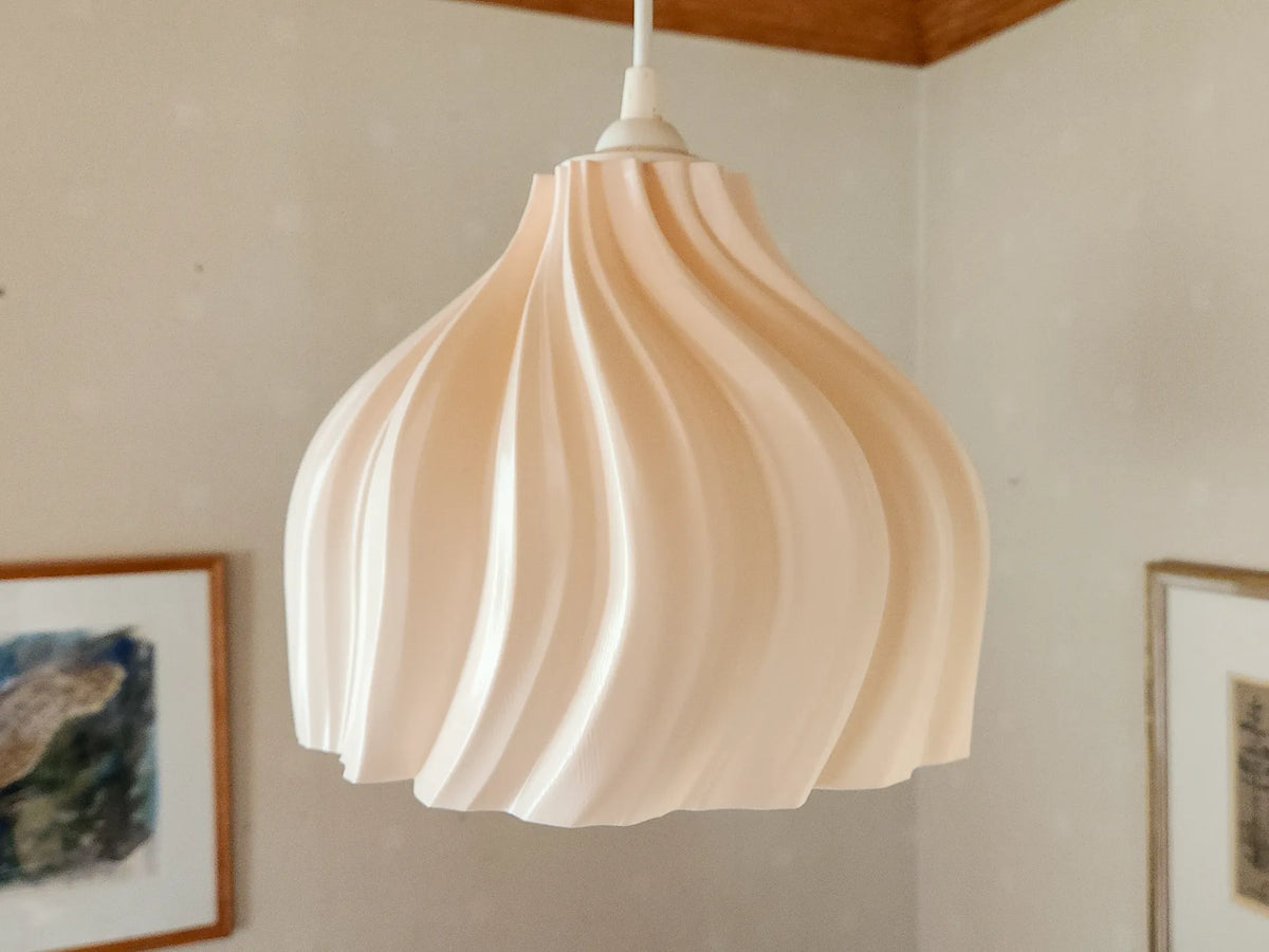 Abat-jour suspendu torsadé, rond et fleuri - Lumière Print