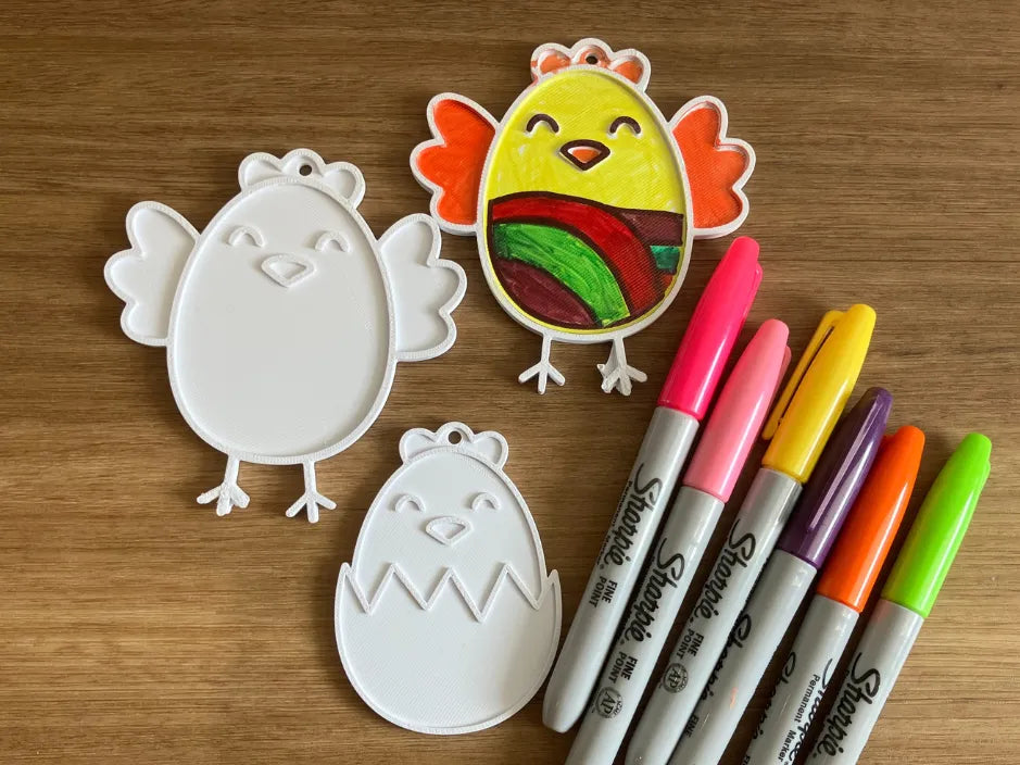 Activité de coloriage d'œufs de poussin de Pâques à suspendre - Fêtes Print