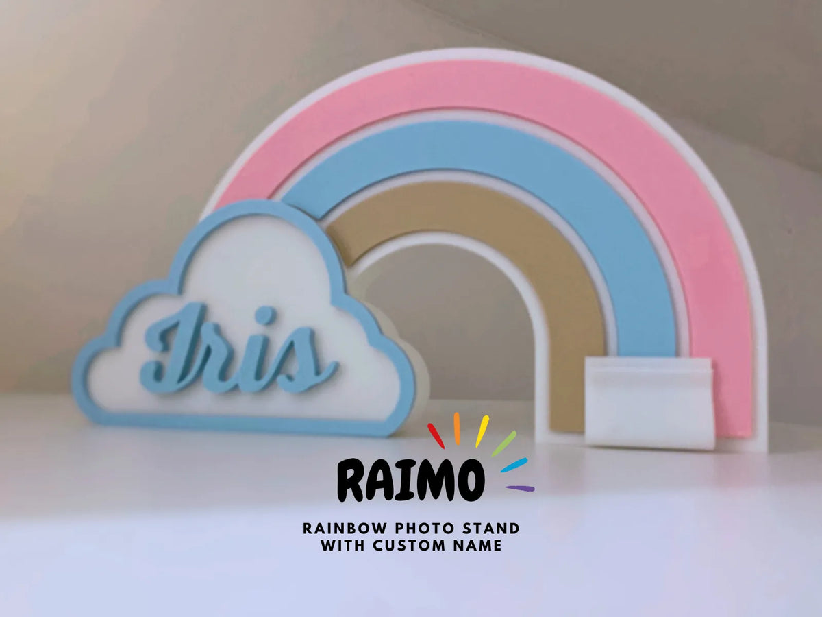 Raimo - Porte-photo arc-en-ciel avec nom personnalisé - Cadeau Print