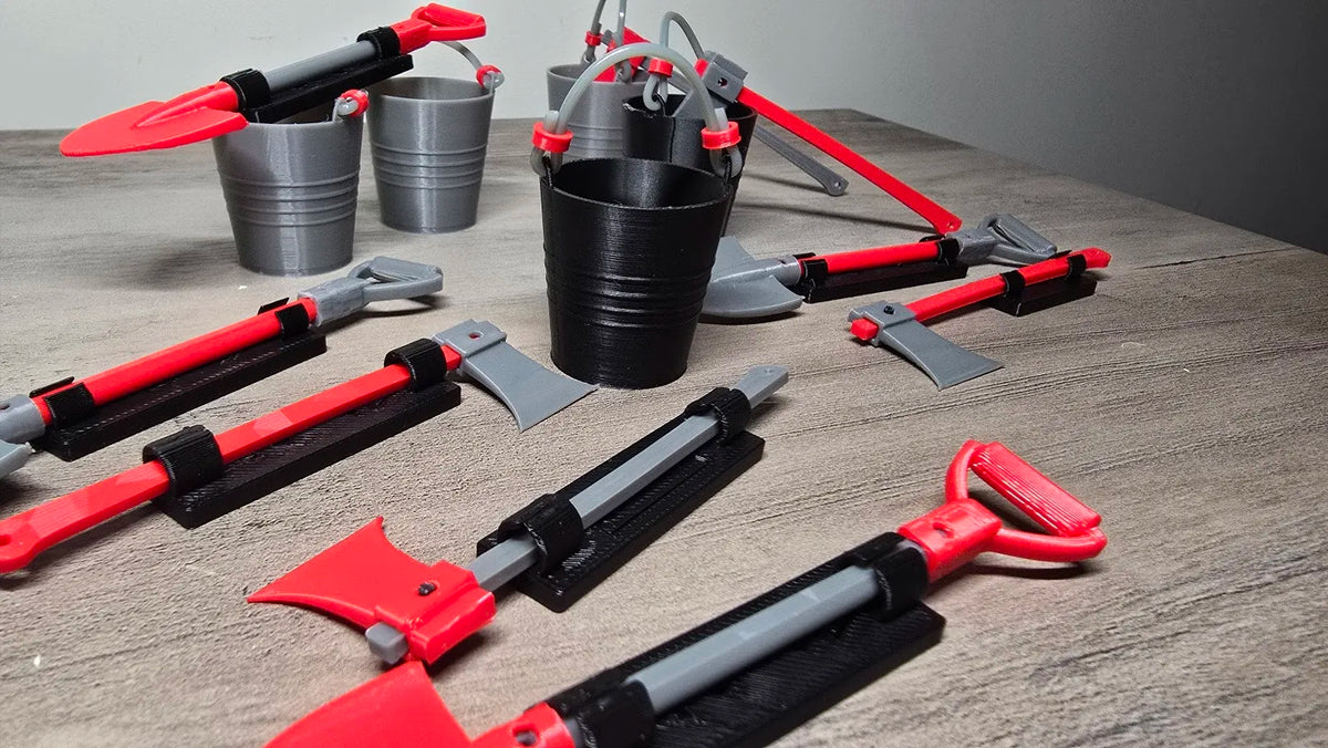 Accessoires pour camion RC : pelle, hache et seau - Maquette Print