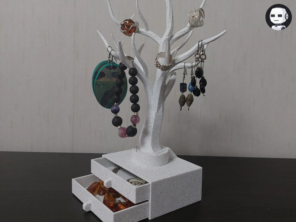 Support à bijoux en forme d'arbre - Organiseur élégant avec tiroir - Bijoux Print