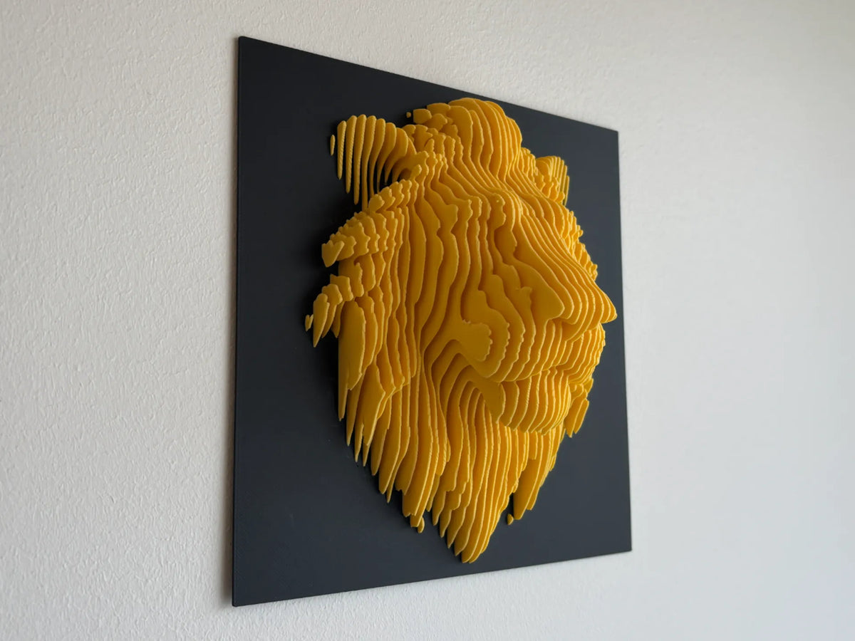 Sculpture en Couches de Tête de Lion - Art Print